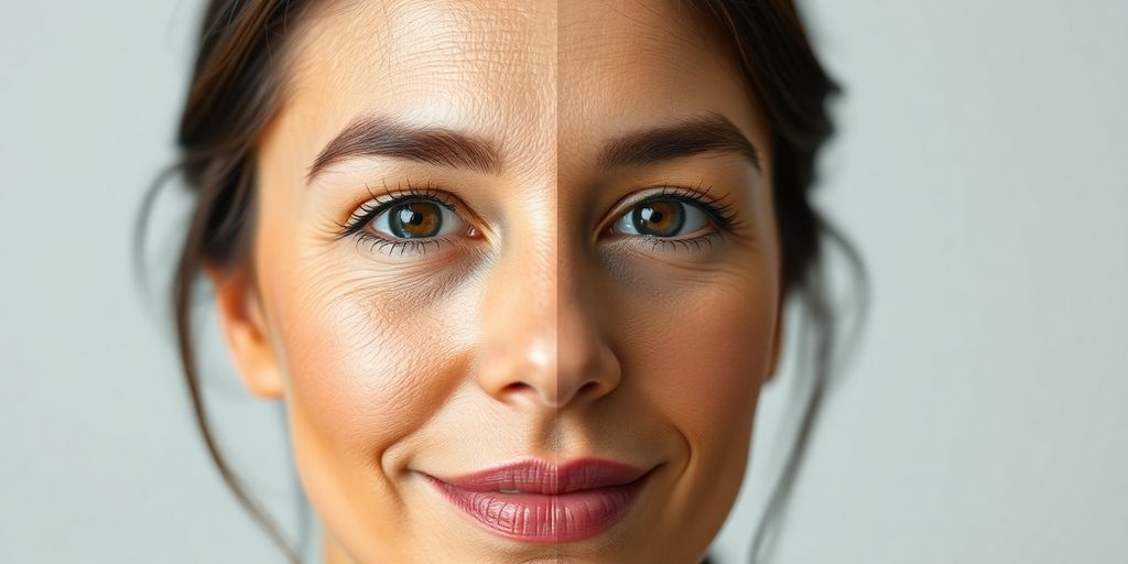 Antes e depois de tratamento estético nos olhos.