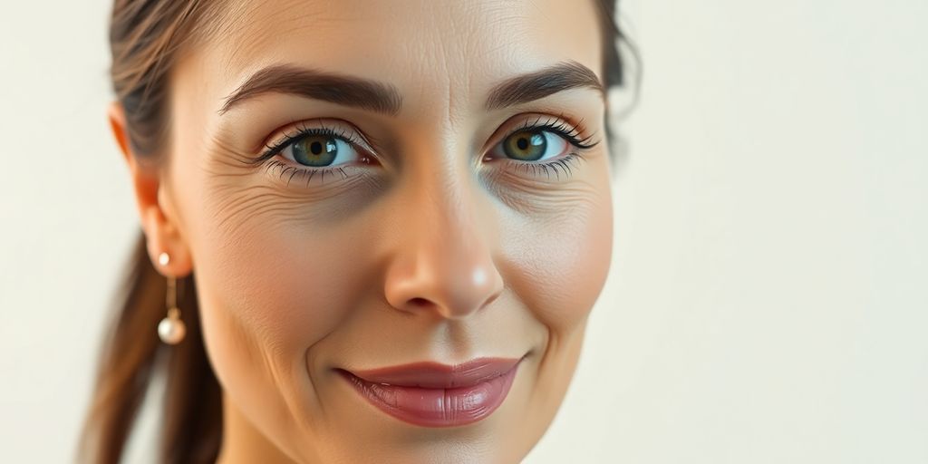 Mulher brasileira com melhorias sutis nos olhos.